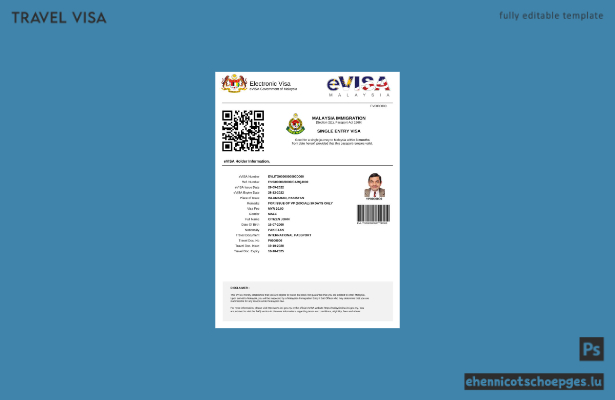 Malaysia e-Visum in Word und PDF Beispielvorschau